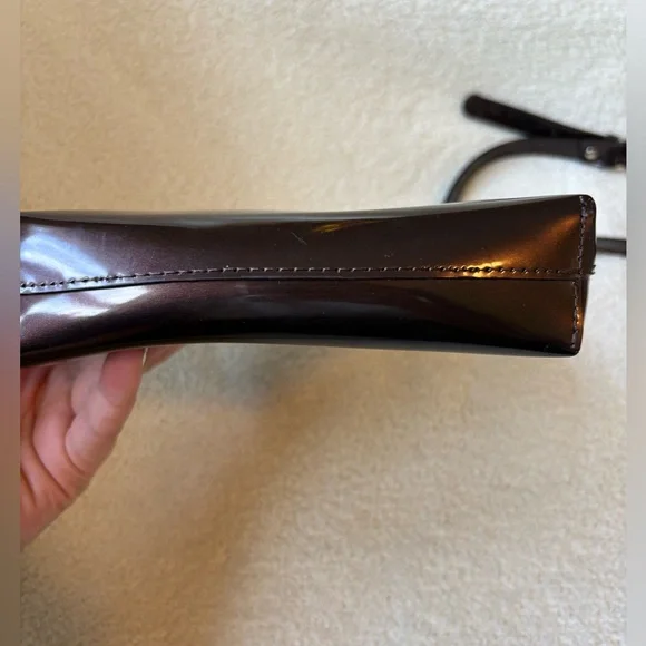 Beijo Brown Patent Leather Crossbody Bag Purse - Picture 6 of 12